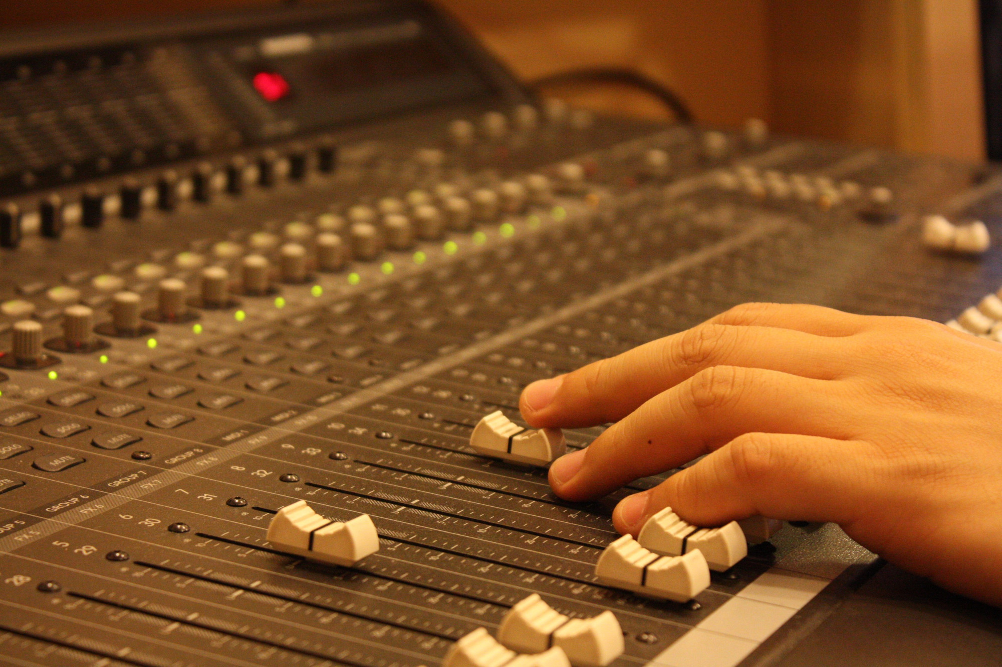 Mackie d8b (Digital 8-Bus) — Mackie D8B fader section close-up