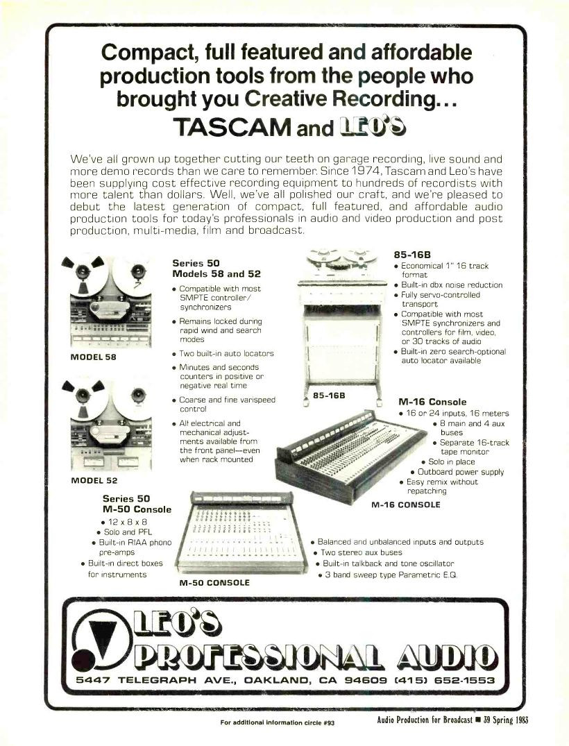 Tascam ad — REP 1983 Spring