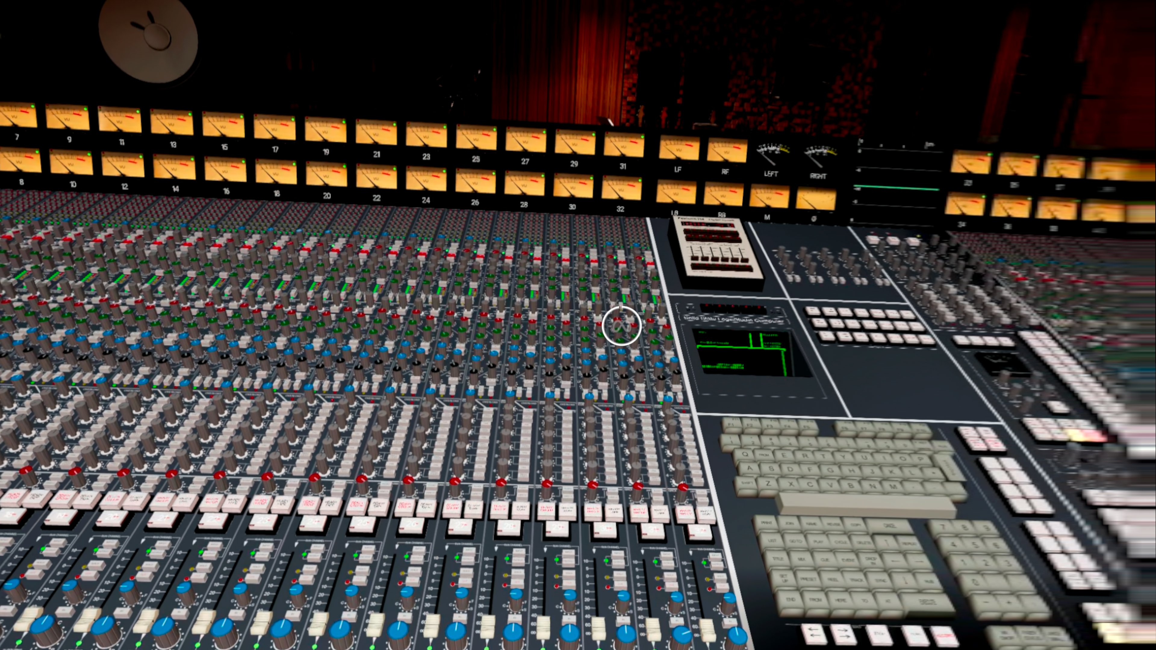 Console faders and meter bridge — transition