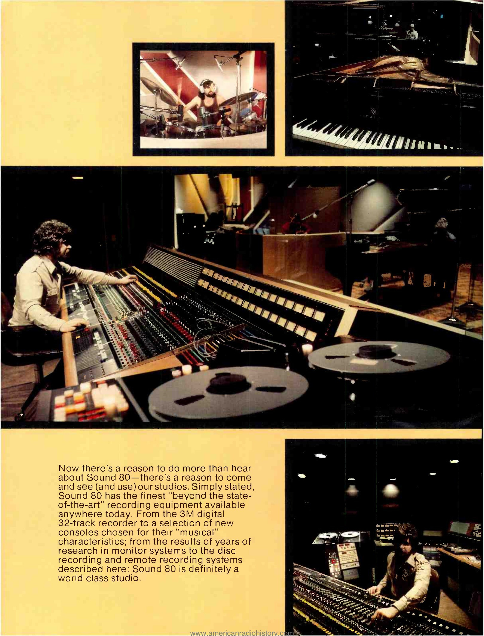 Recording, April 1979 — the 3M digital 32-track system and an engineer at the Sound 80 console (portfolio page 2) — Recording, April 1979