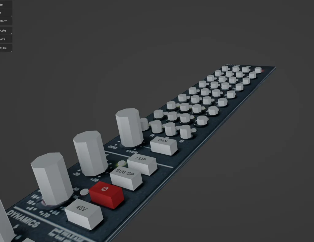 A channel strip of the SSL mixer console