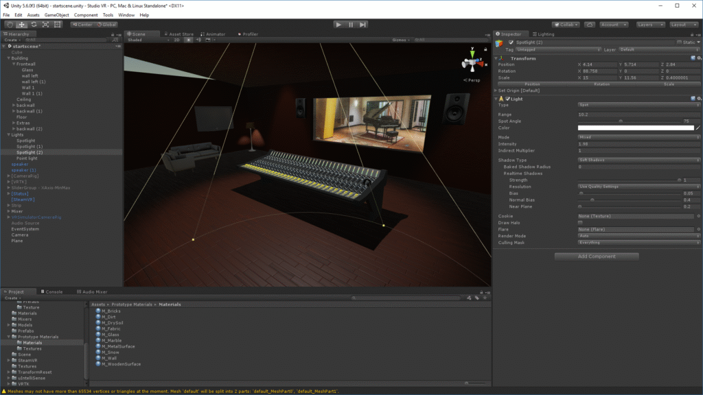 First tests with a mixer in a room in Unity back in 2015