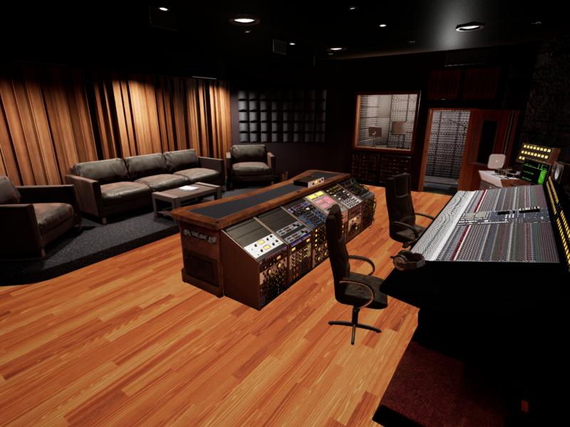 Virtual recording studio environment in Retro Recordings XR — Unreal Engine 5