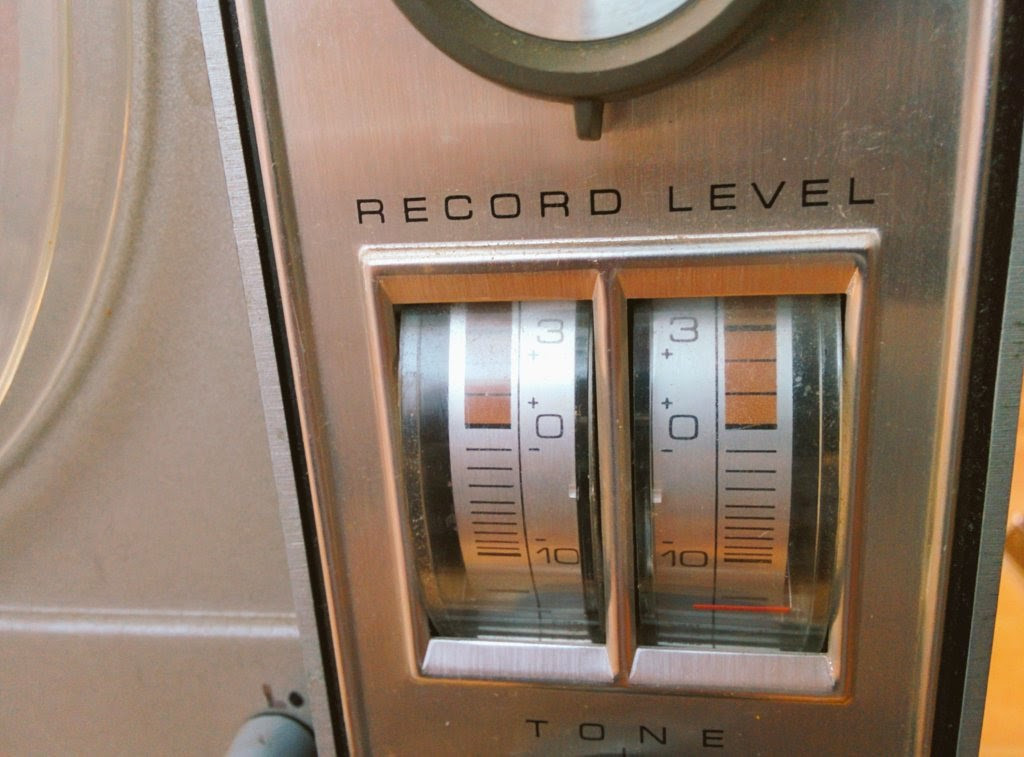 Ampex 800 professional tape recorder showing its level meters